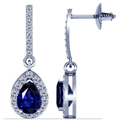 Natural Sapphire Earrings With Round Diamonds - Other Jewellery
