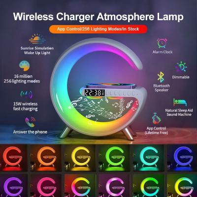 New Intelligent G Shaped LED Lamp Bluetooth Speaker Wireless Charger Atmosphere Lamp App Control For