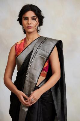 Advika- Black Silk Chanderi Saree – Priyanka Raajiv - Kolkata Clothing