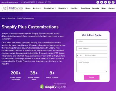 Shopify Plus Customization Services by CartCoders - Ahmedabad Professional Services
