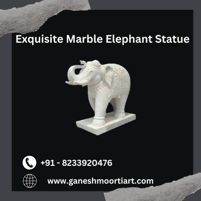 Exquisite Marble Elephant Statue - Jaipur Art, Collectibles