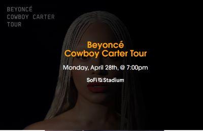 Beyoncé Cowboy Carter Tour Tickets Sofi Stadium April 28, 2025