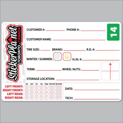 Tire storage stickers