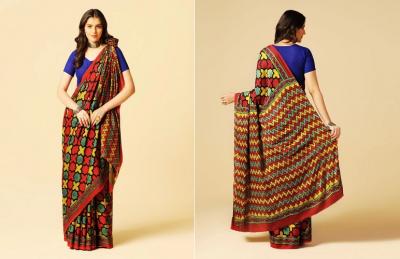 Multicolor Ajrakh Modal Silk Saree