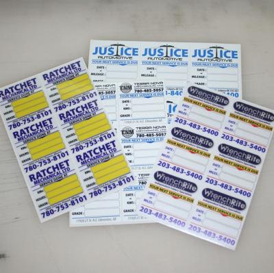 automotive service stickers