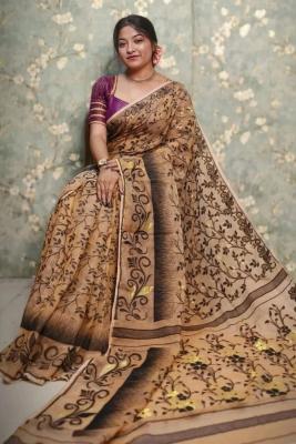  Brown Soft Jamdani Saree - Kolkata Clothing