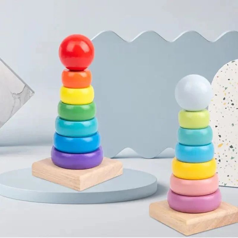  Wooden Rainbow Tower - Lahore Toys, Games