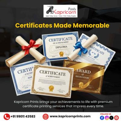 Certificate Printing Services in Bangalore - Bangalore Other