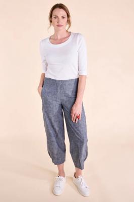 Cotton Chambray Bubble Trousers – Casual Comfort with Flair