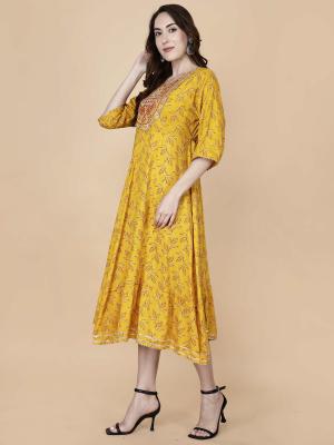  A-Line Kurta Yellow - Pretty Lady - Delhi Other