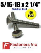 (Qty 100) 5/16-18 x 2 1/4 Stainless Steel Carriage Bolt 18-8 / 304 - Redding - US"