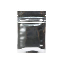 100pc Gloss Shiny Silver Both Sides Foil Mylar Zip Lock Bags 6x9cm 2.25x3.5in