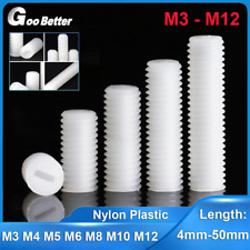 M3 M4 M5 M6 M8 M10 M12 Plastic Slotted Flat Point Grub Screws Nylon Set Screw - CN