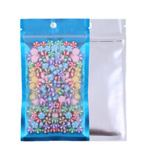 100pc Matte Clear & Blue Mylar Zip Lock Bags w/ Hang Hole 12x20cm 4.75x7.75in