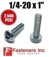 (Qty 2500) 1/4-20 x 1 Phillips Pan Head Machine Screw Zinc Plated Bulk Box - Redding - US"