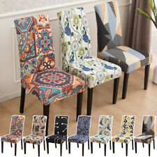 1/4/6PCS Boho Print Stretch Polyester Spandex Room Chair Dining Cover Home Decor