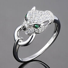 Women Leopard 925 Silver Filled Wedding Ring Cubic Zircon Jewelry Sz 6-10