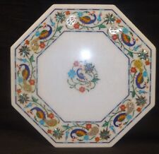 12 Table Top White Marble Semi Precious Stones Inlay Handicraft Decor"