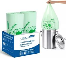 1.6 Gallon Compostable Trash Bags with Handle, 250 Count Small Compost Bags, Bio