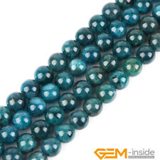 Natural Gemstone Blue Apatite Round Beads For Jewelry Making Strand 15 6mm 8mm"