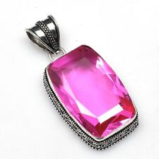 Pink Topaz Gemstone Antique Design Pendant Jewelry Wedding Gift NP 177