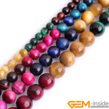 Assorted Pink Green Gold Blue Tiger's Eye Gemstone Round Jewelry Making Beads