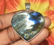Heart Shape Labradorite Gemstone Pendant 925 Sterling Silver Plated FP-26