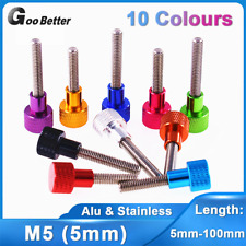 M5 Knurled Thumb Screws Stainless Steel Thread Rod Aluminum Hand Grip Knob Bolts - CN