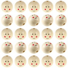 20 Pcs Crafts Smile Expression Accessories Lovely Smooth Wood Beads Craft