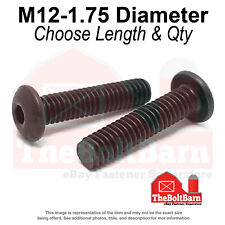M12-1.75 CL12.9 Coarse Button Socket Cap Screws Black Oxide (Pick Length & Qty) - US