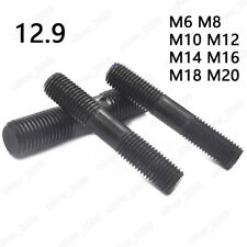 Black 12.9 Steel Double End Studs Rods Clamping Type M8 M10 M12 M14 M16 M18 M20 - CN