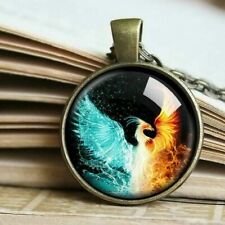 Phoenix Fire Necklace, Phoenix Water and Fire Pendant. Phoenix Bird Jewelry gift