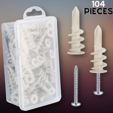 104 Pcs Wall Sheetrock Anchors And Screws Drywall Drilling Hanging And Mounting - Woodbridge - US