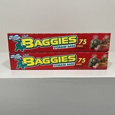 2 LOT Hefty Baggies Food Storage Gallon Size Bags 150 Total + Twist off Ties VTG