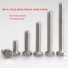 BSW British Standard Hex Head Set Screws Fully Threaded Bolts 304 A2 Stainless - CN