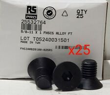 5/8-11 x 1" Allen Flat Socket Head Screws Cap Bolts Alloy Coarse Black QTY 25 - Kennesaw - US"