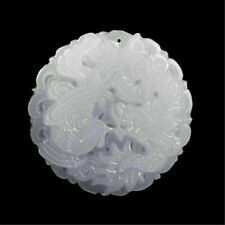 1pc Natural White Jade Dragon phoenix Pendant Charm Jewelry Lucky Amulet Gift