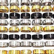Wholesale 30pcs New Stainless Steel Ring Etched Pattern Mix Trendy Jewelry 8mm
