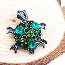 Retro Black Green Rhinestone Sea Turtle Animal Pins Brooch for Women Jewelry Gif