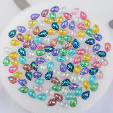 120Pcs 8*12mm Drop AB Resin Peacock Eye Scrapbook Appliques/Craft Decoration DIY