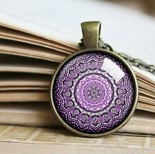 Purple Pink Mandala necklace Yoga Meditation Pendant, Spiritual Jewelry Bohemian