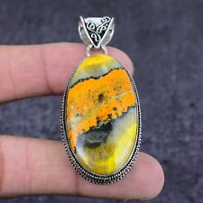 Natural Bumblebee Jasper Gemstone 925 Sterling Silver Jewelry Pendant 2.36 v989"
