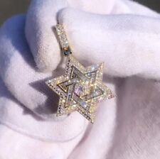 3 CT Round Cut Lab-Created Diamond Cluster Star Pendant 14K Yellow Gold Plated