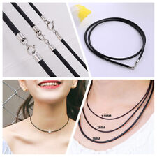 1PC Black Rubber Leather Rope Choker Necklace With Lobster Clasp Jewelry Decor