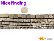 Natural Silver Gray Pyrite Cubes Square Gemstone Beads For Jewelry Making 15DIY"