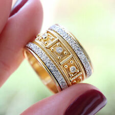 Gorgeous 18k Yellow Gold Plated Rings Women Cubic Zirconia Jewelry Size 5-10