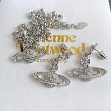 Vivienne Westwood Bas Relief Necklace Earrings Set Silver NO BOX