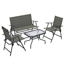 Patio Furniture Set, Garden Set with Table, Foldable Chairs, a Loveseat
