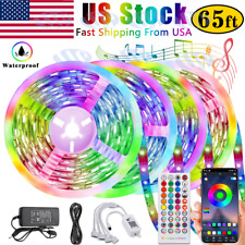65.6 ft RGB 5050 Bluetooth Led Strip Lights SMD 44 Key Remote 12V DC Power Kits - Aurora - US
