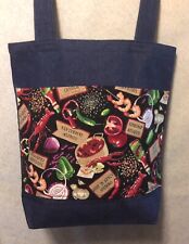 NEW Large Handmade Spicy Cajun Food Crawfish Theme Denim Tote Bag